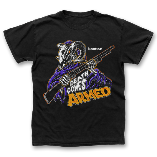 "DEATH COMES ARMED" - Heavy Tee